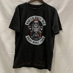 【中古】【古着】 プリント Tシャツ ブラック×ホワイトレッド Mサイズ
