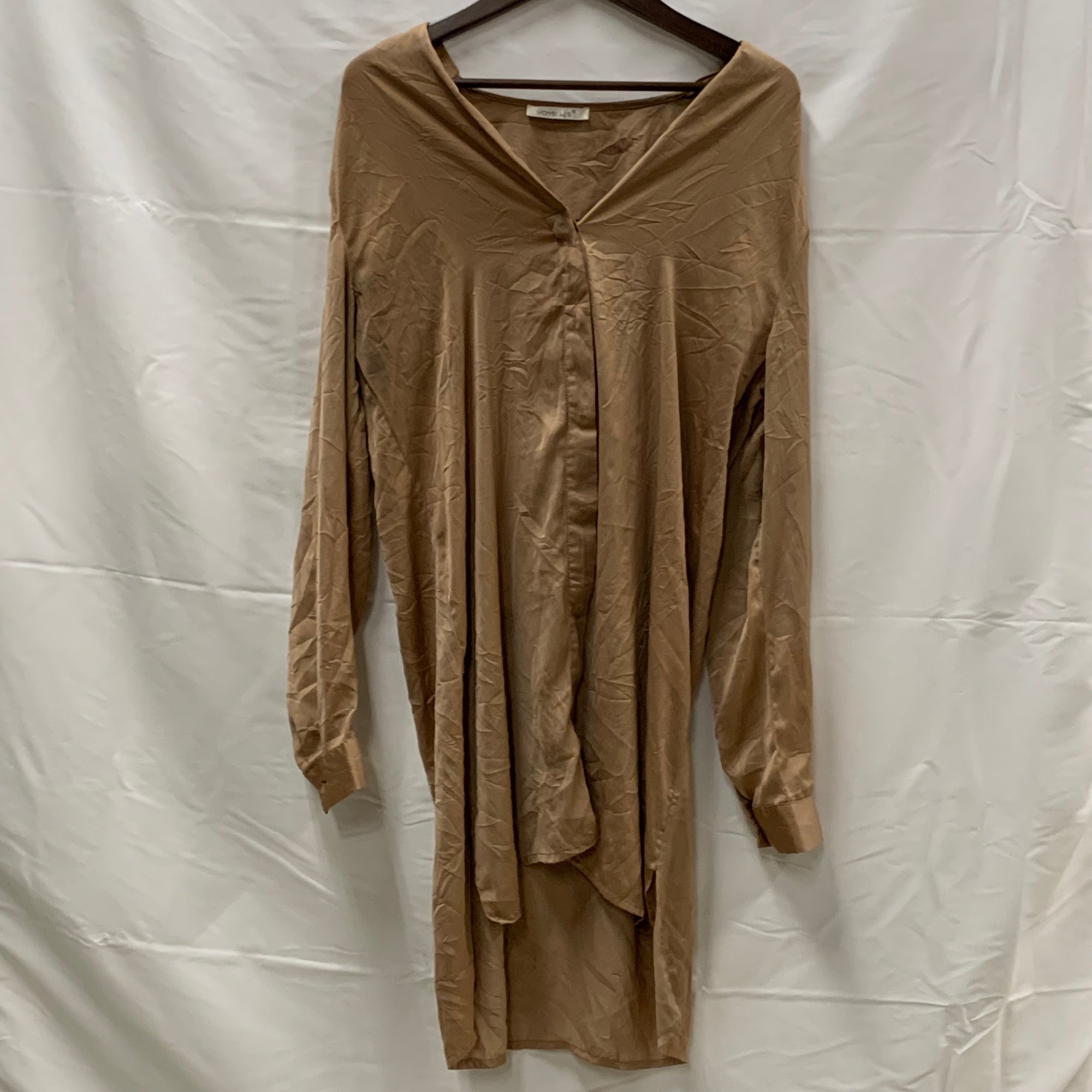 【中古】【古着】 無地 シャツブラウス ベージュ