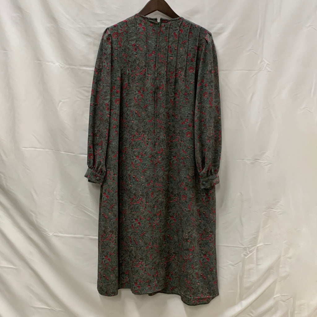 【中古】【古着】Drexxon Dorian 花柄 ワンピース オリーブ×ボルドー×ブラウン