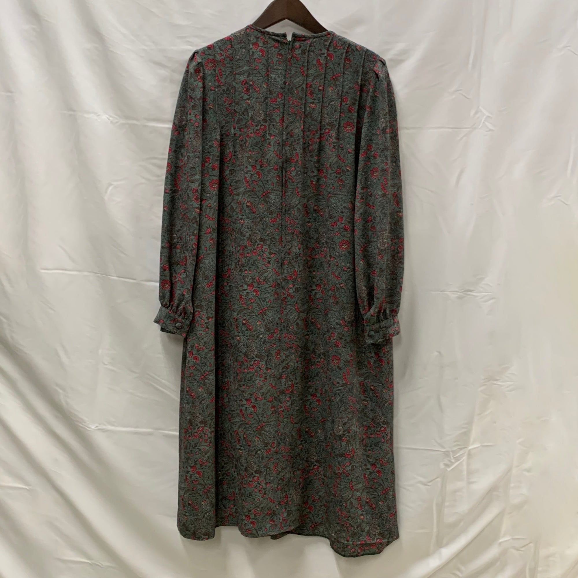 【中古】【古着】Drexxon Dorian 花柄 ワンピース オリーブ×ボルドー×ブラウン