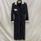 【中古】【古着】 アラベスク ワンピース ネイビー×ホワイト