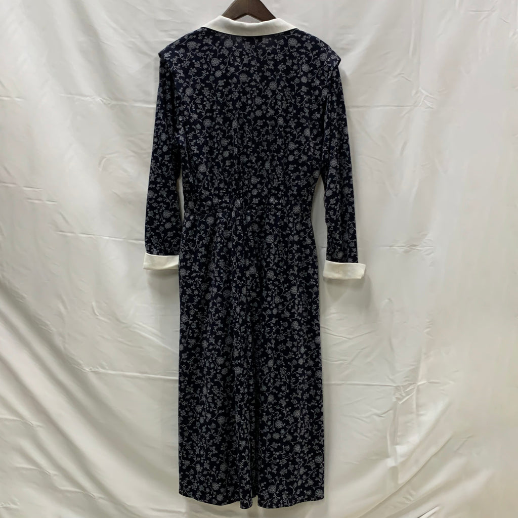 【中古】【古着】 アラベスク ワンピース ネイビー×ホワイト