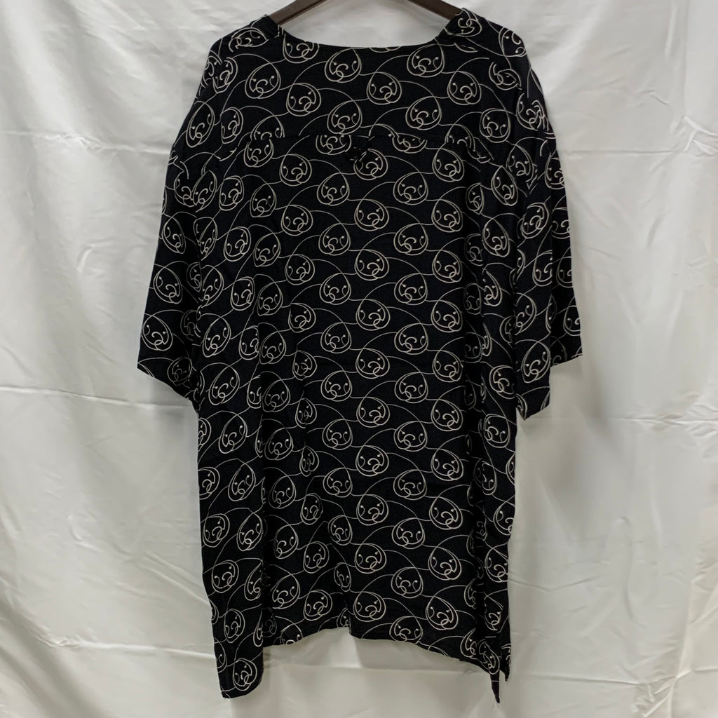 【中古】【古着】 アラベスク シャツブラウス ブラック×ホワイト
