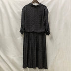 【中古】【古着】Liz Roberts 柄 ワンピース ブラック、ホワイト
