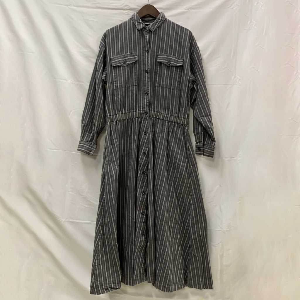 【中古】【古着】GOTCHA COVERED ストライプ ワンピース グレー