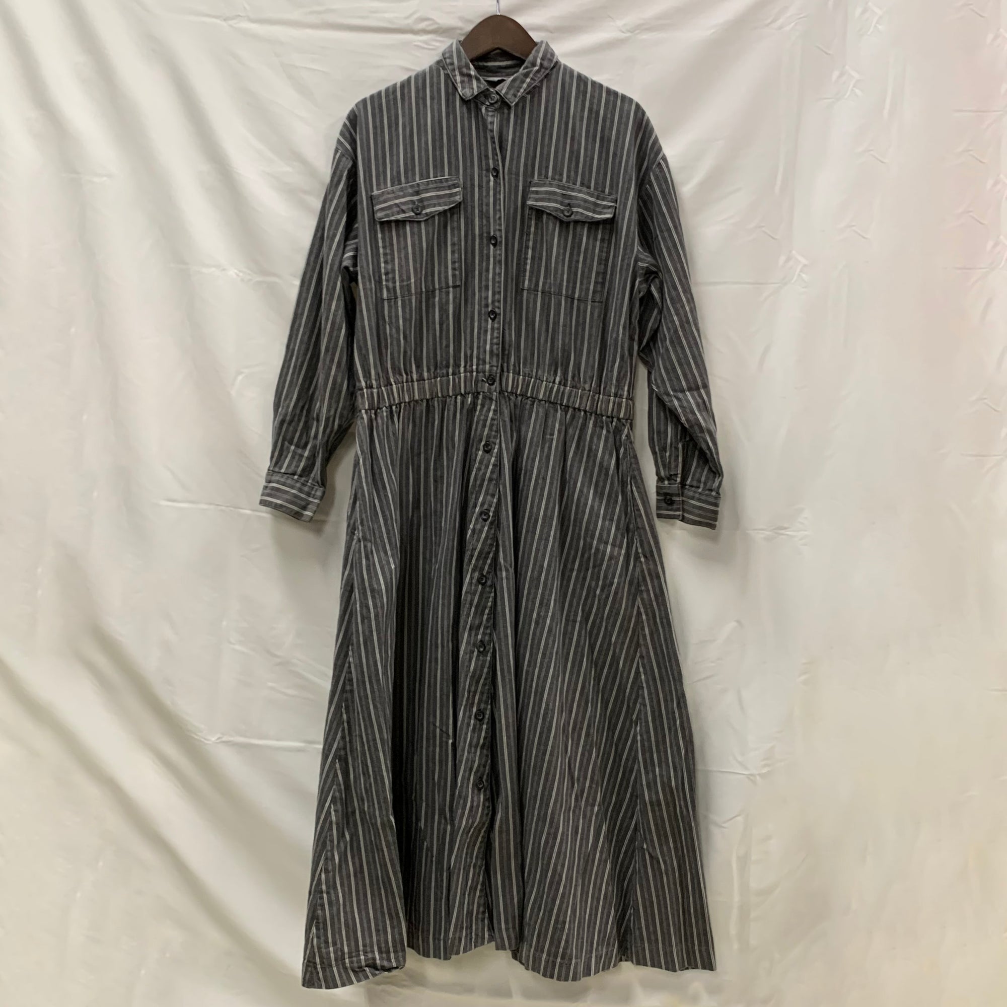【中古】【古着】GOTCHA COVERED ストライプ ワンピース グレー