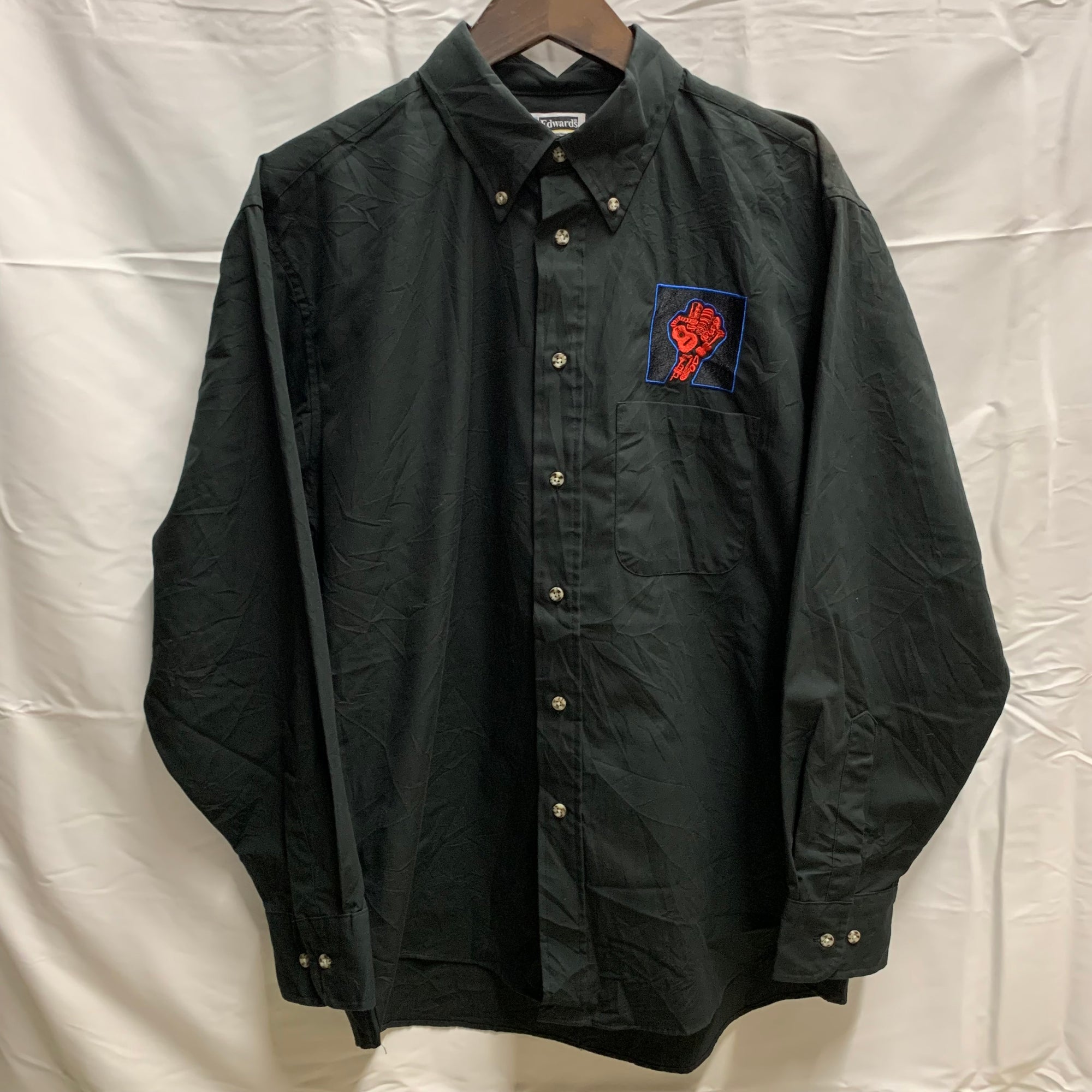 【中古】【古着】Edwards ワンポイント L/S シャツ ブラック