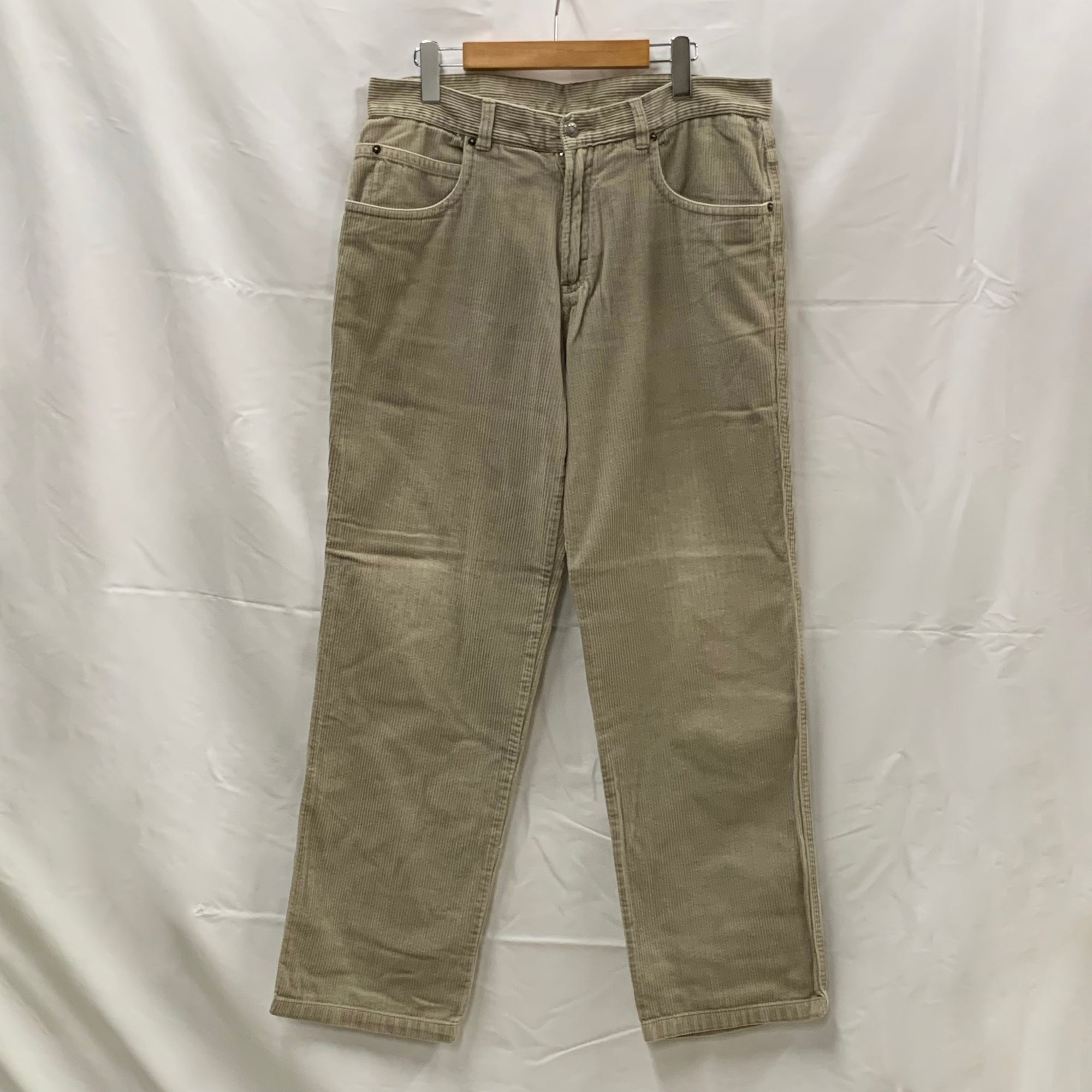 【中古】【古着】Enrico Mori 無地 コーデュロイパンツ アイボリー 46サイズ