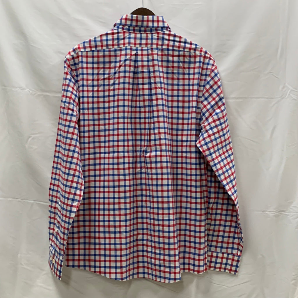 【中古】【古着】Brooks Brothers チェック シャツ ブルー×レッド Lサイズ