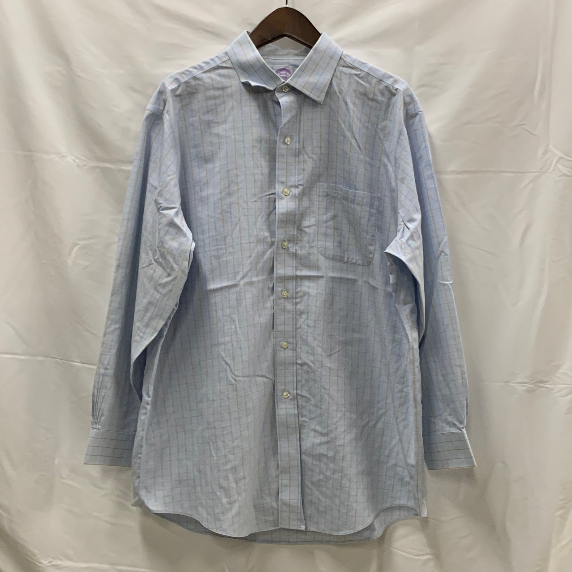 【中古】【古着】Brooks Brothers チェック シャツ ライトブルー