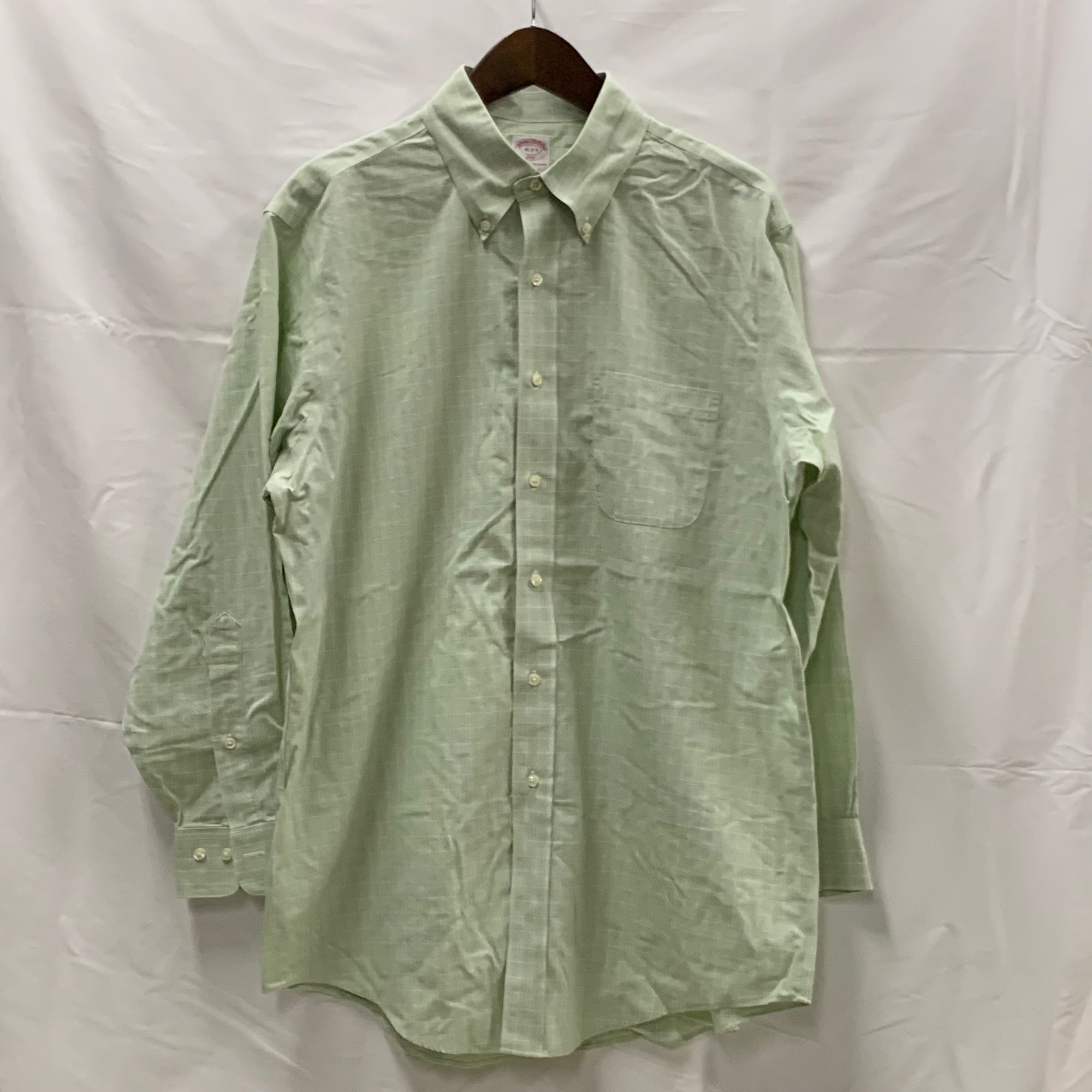 【中古】【古着】Brooks Brothers チェック シャツ ライトグリーン