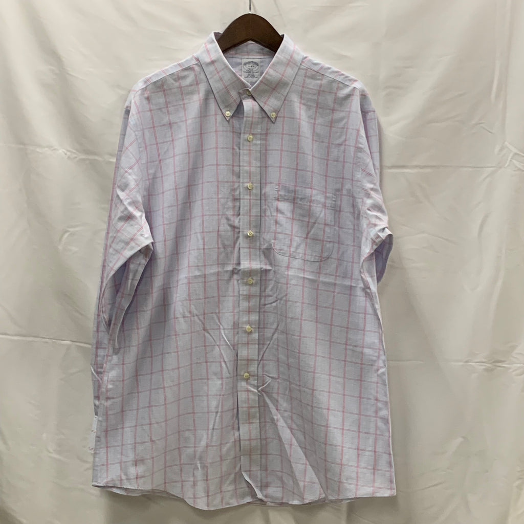 【中古】【古着】Brooks Brothers チェック シャツ ライトブルー×ピンク