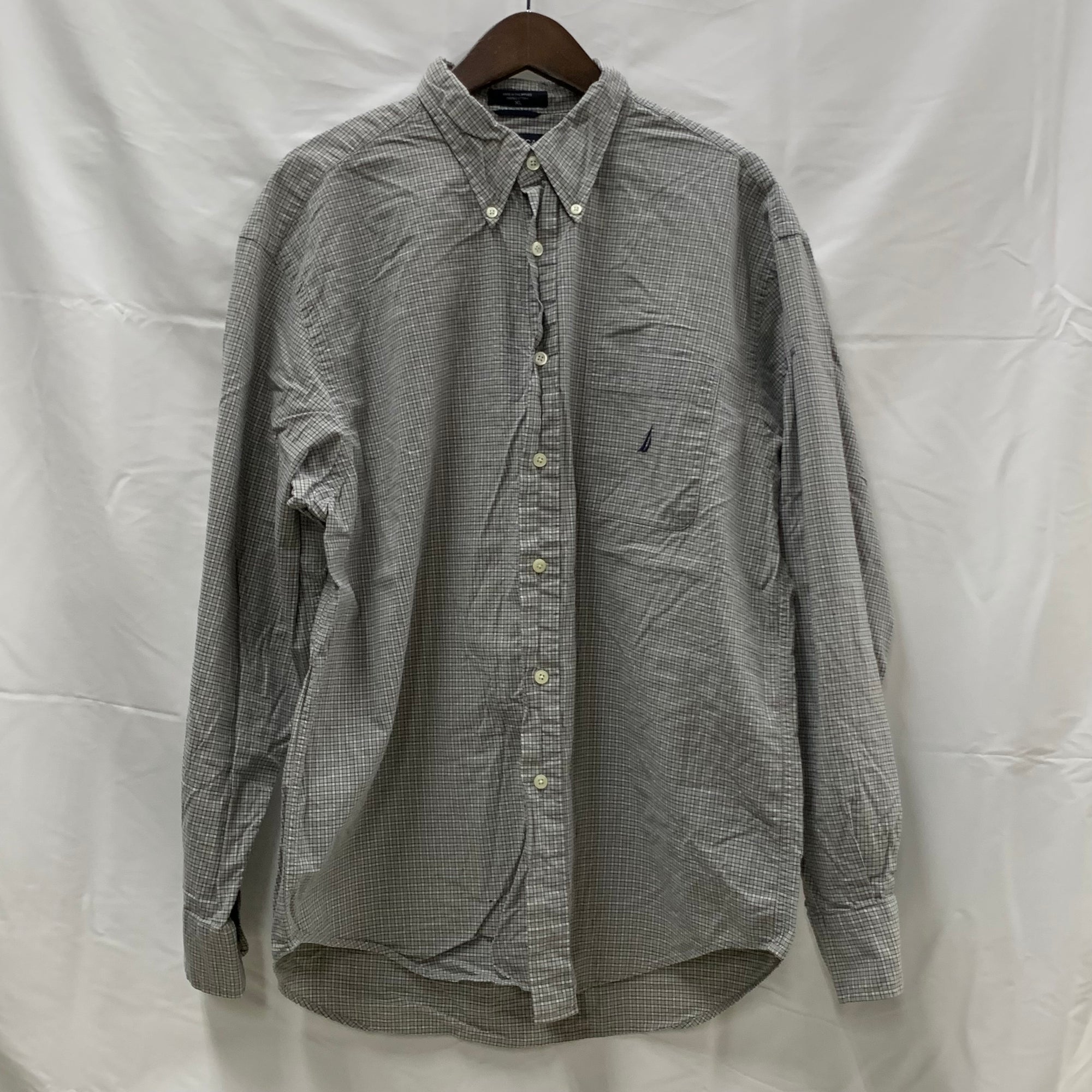 【中古】【古着】NAUTICA チェック シャツ グレー XLサイズ