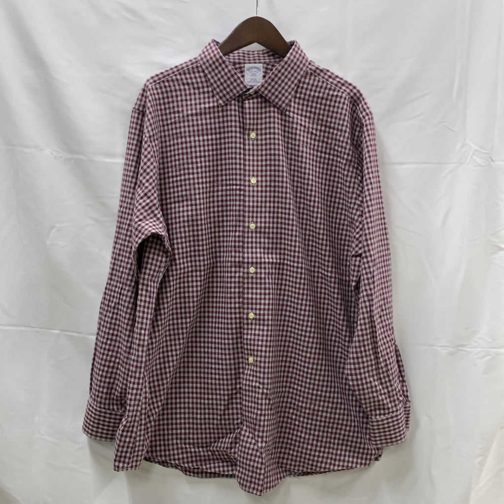 【中古】【古着】Brooks Brothers チェック シャツ ボルドー