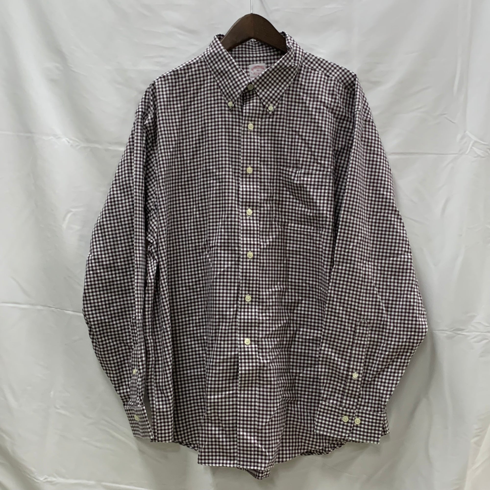 【中古】【古着】Brooks Brothers チェック シャツ ダークブラウン XLサイズ