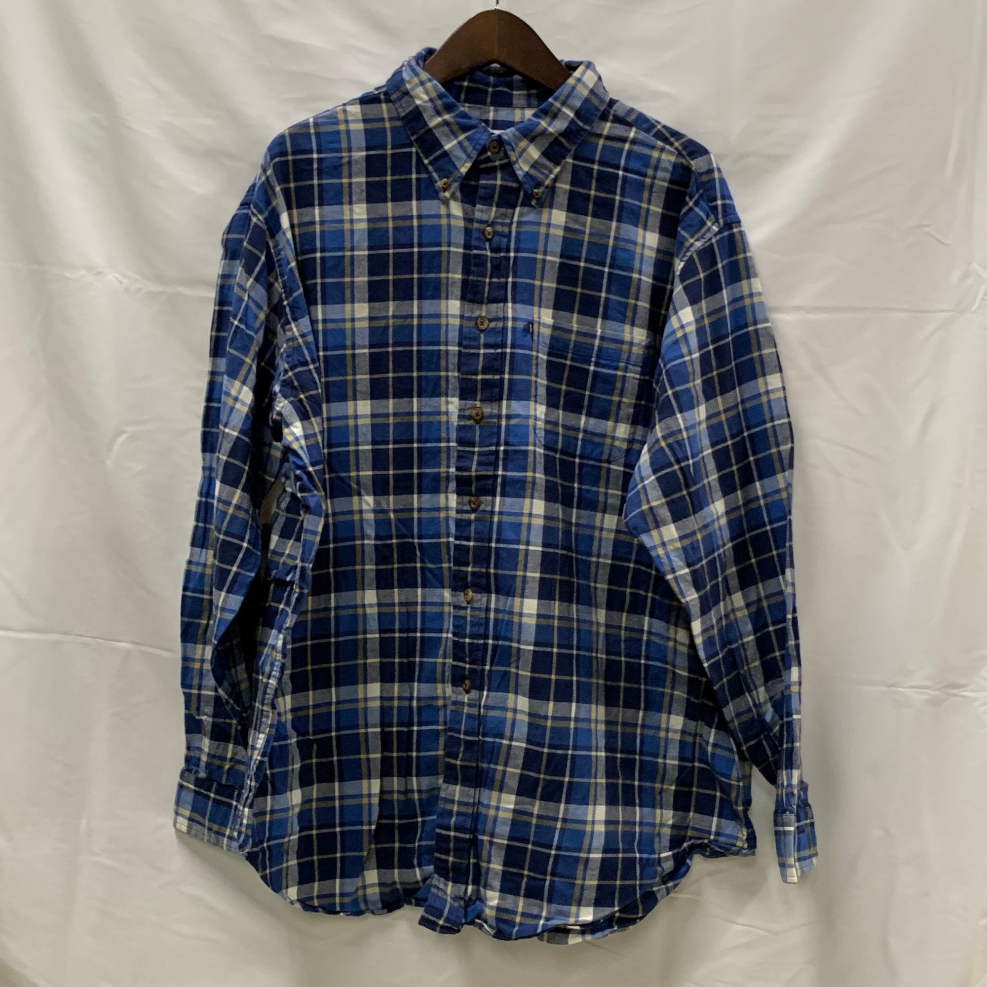 【中古】【古着】Brooks Brothers チェック シャツ ブルー XLサイズ