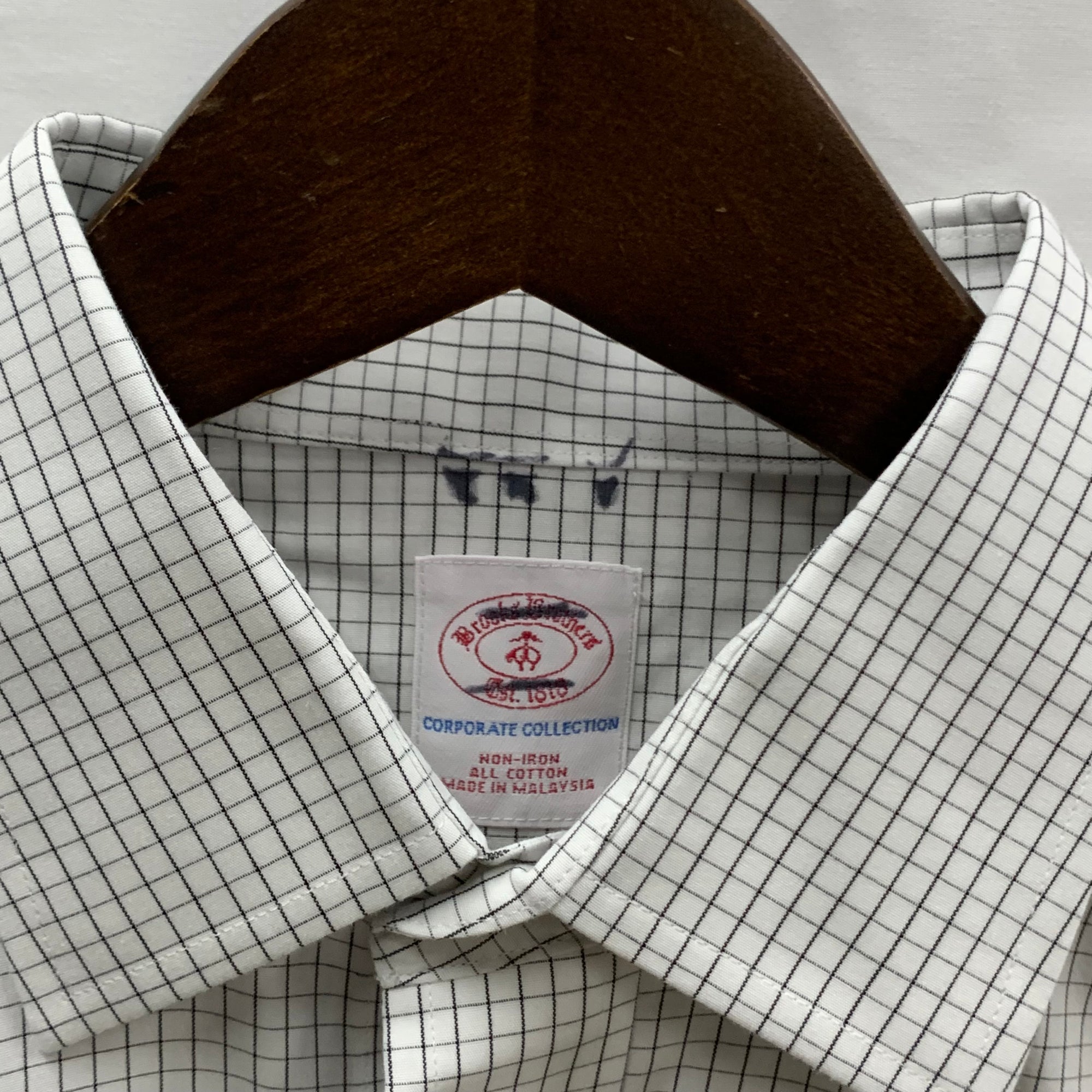 【中古】【古着】Brooks Brothers チェック シャツ ホワイト