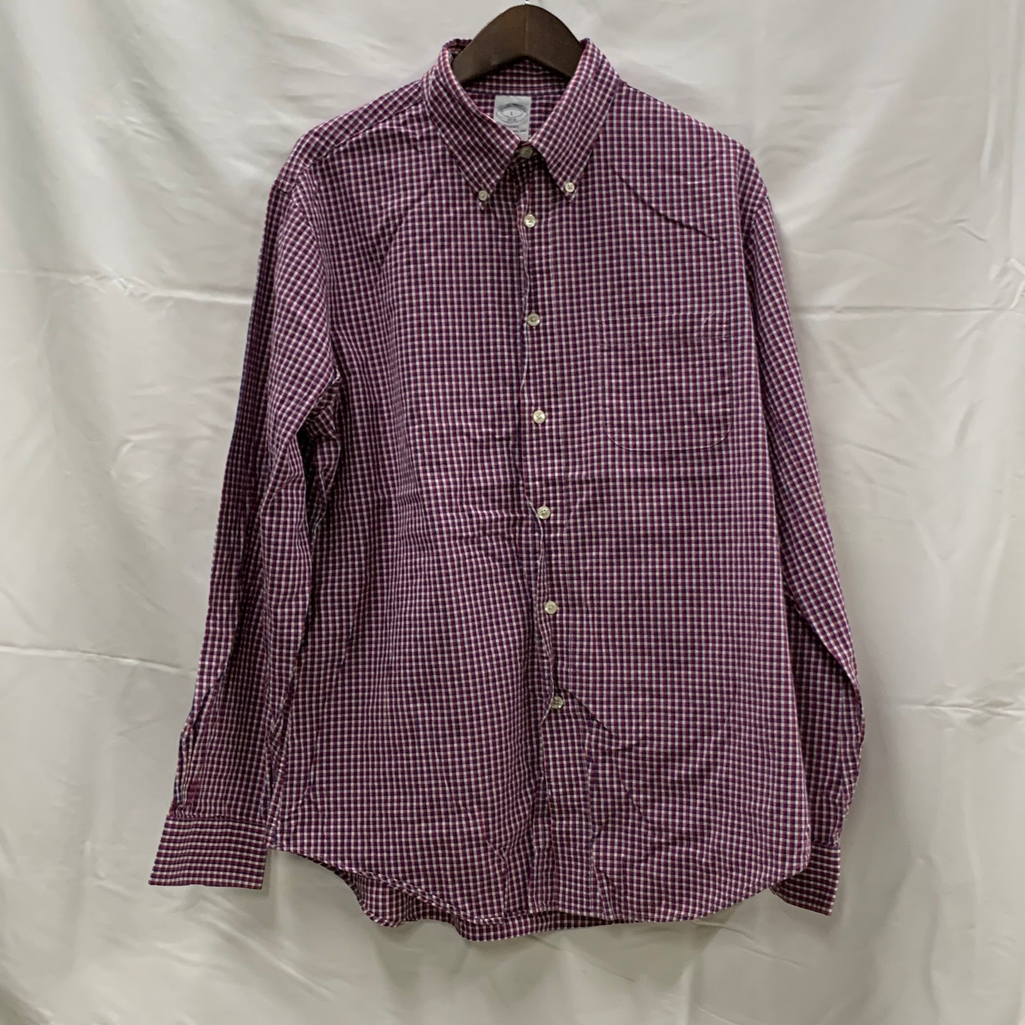 【中古】【古着】Brooks Brothers チェック シャツ レッド×ブルー Lサイズ