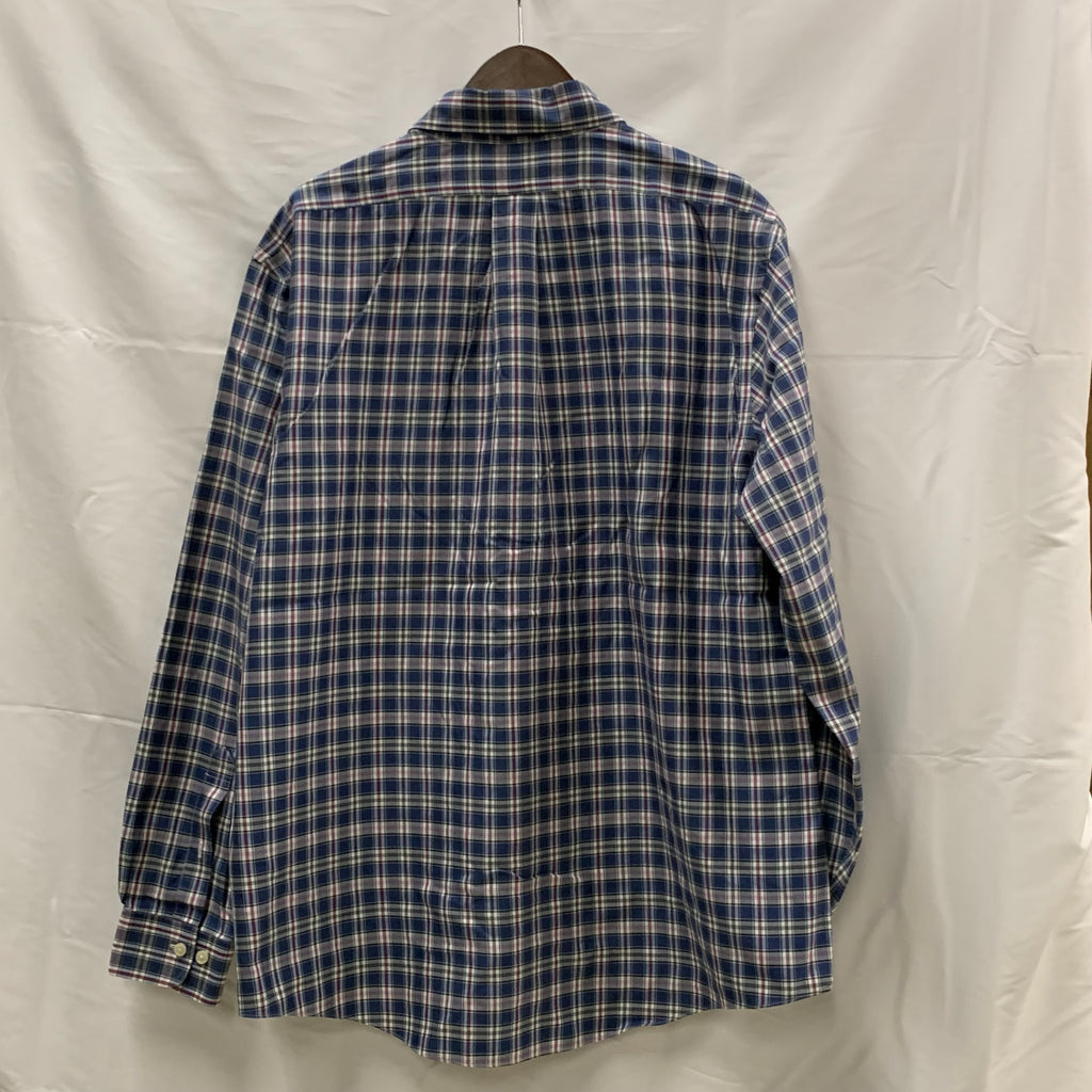 【中古】【古着】Brooks Brothers チェック シャツ ブルー XLサイズ