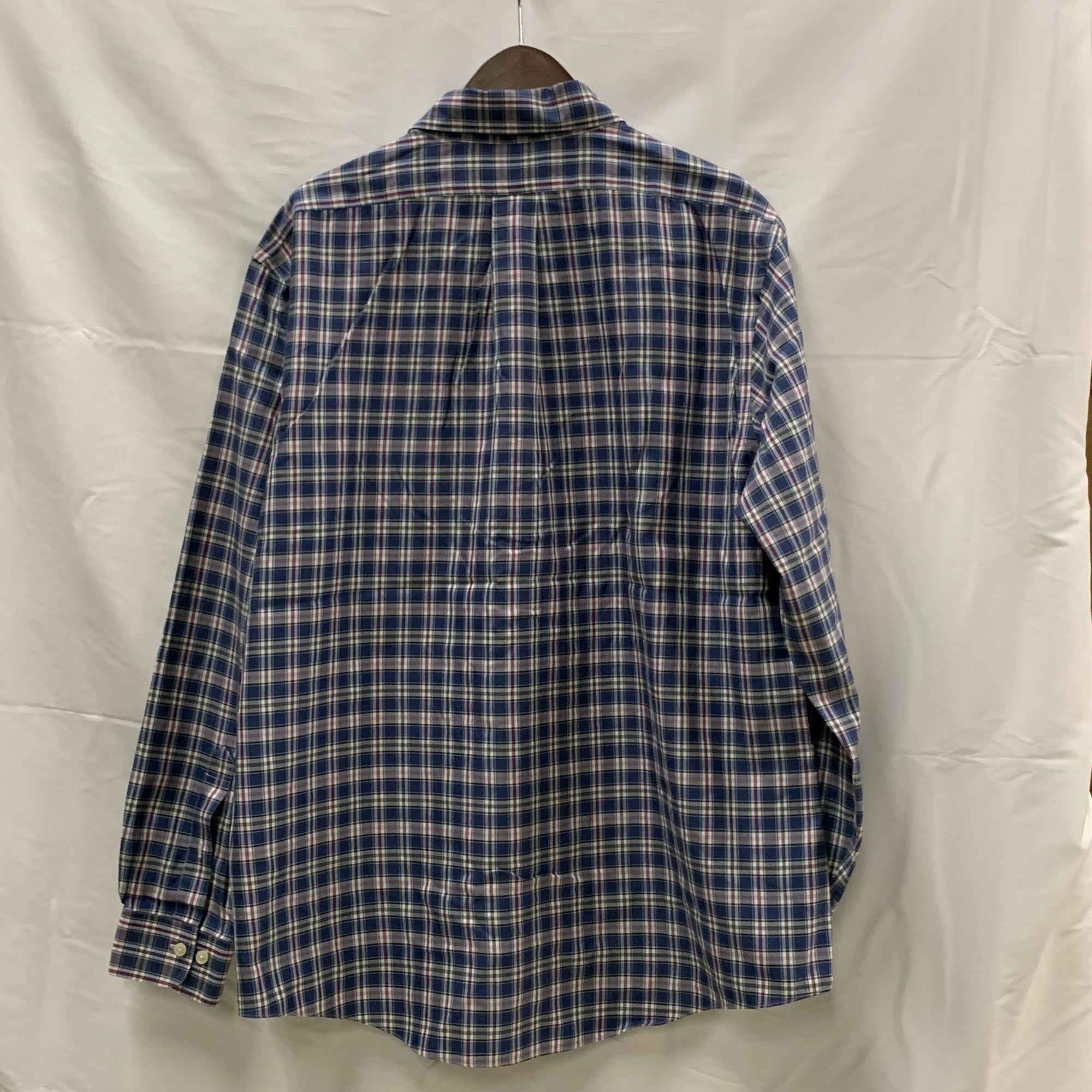 【中古】【古着】Brooks Brothers チェック シャツ ブルー XLサイズ