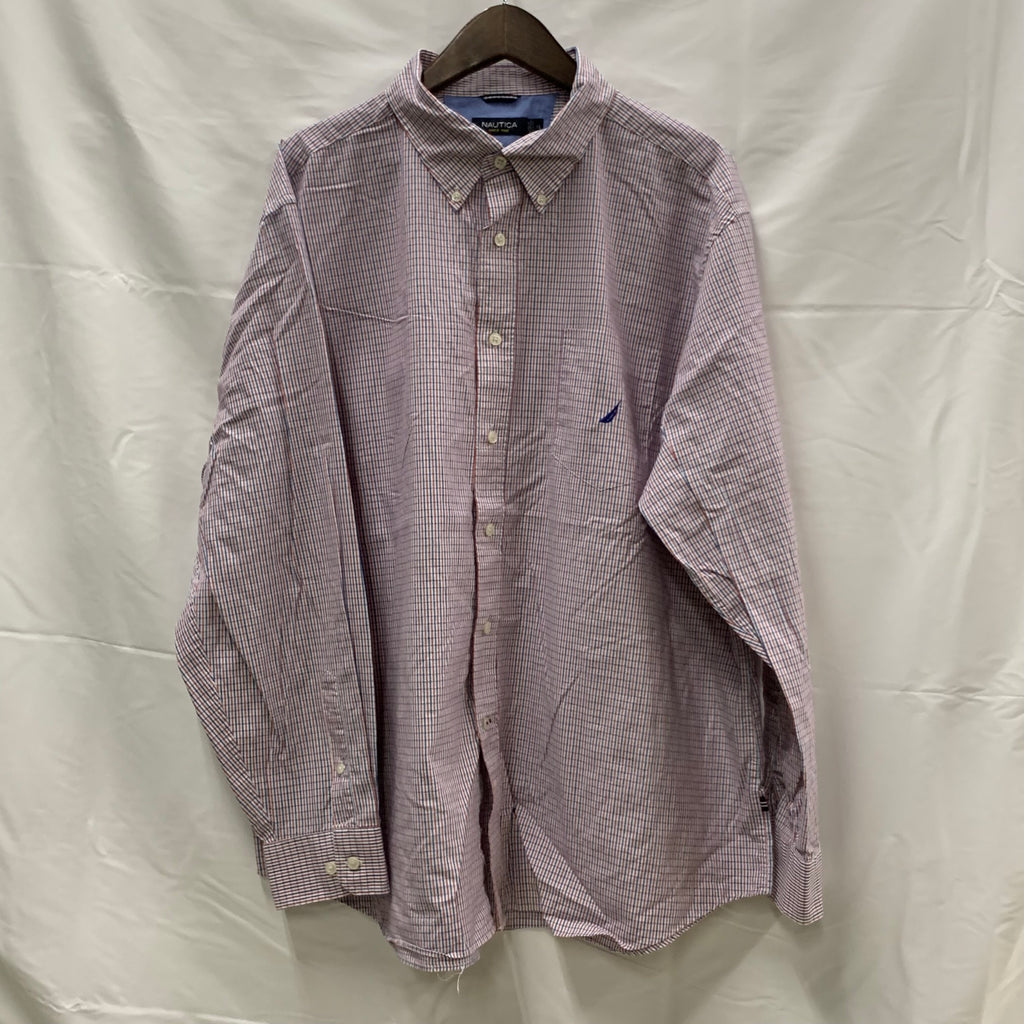 【中古】【古着】NAUTICA チェック シャツ レット×ブルー XXLサイズ