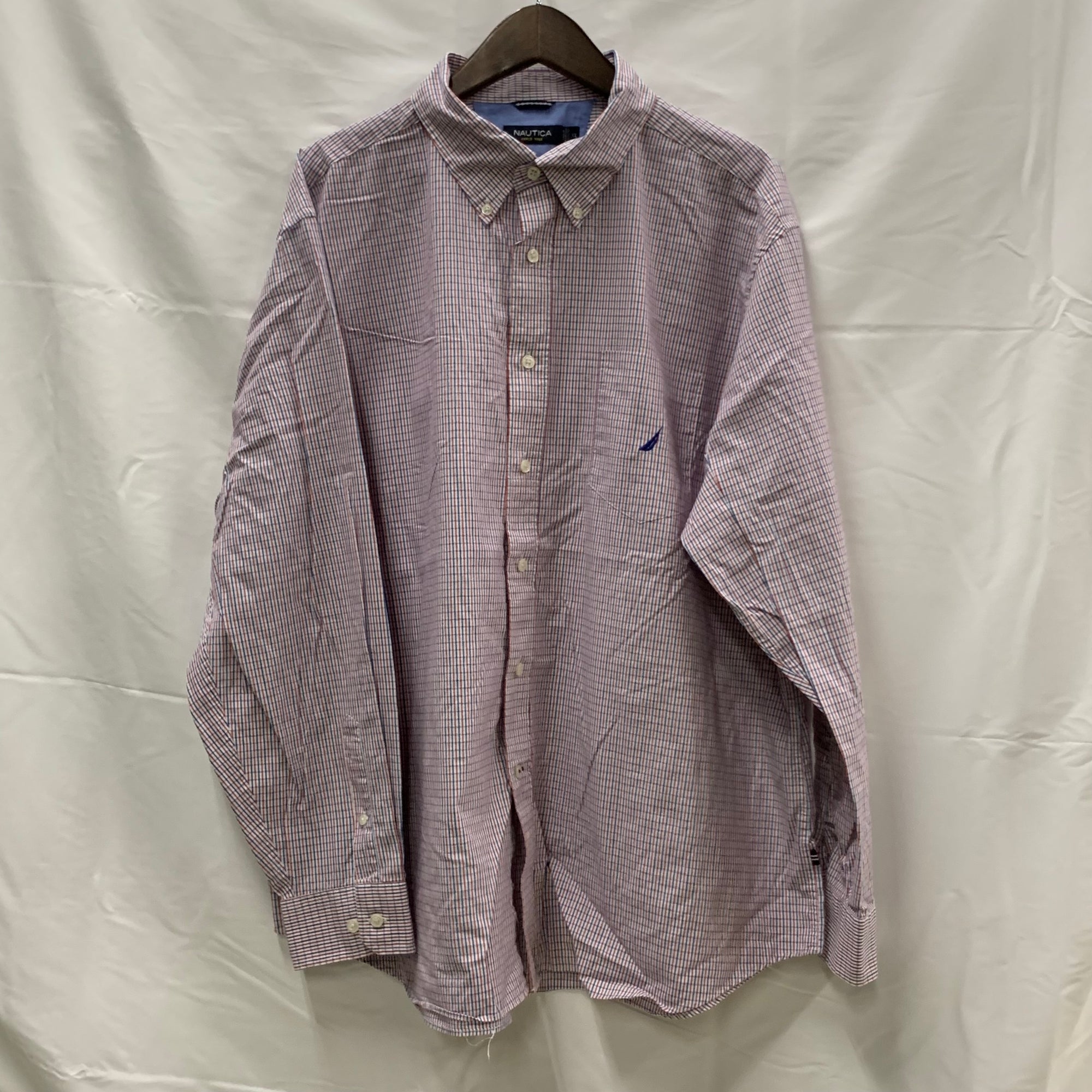 【中古】【古着】NAUTICA チェック シャツ レット×ブルー XXLサイズ
