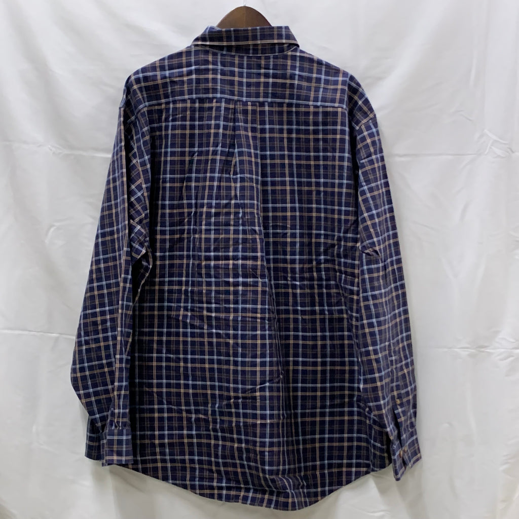 【中古】【古着】Brooks Brothers チェック シャツ ネイビー XLサイズ