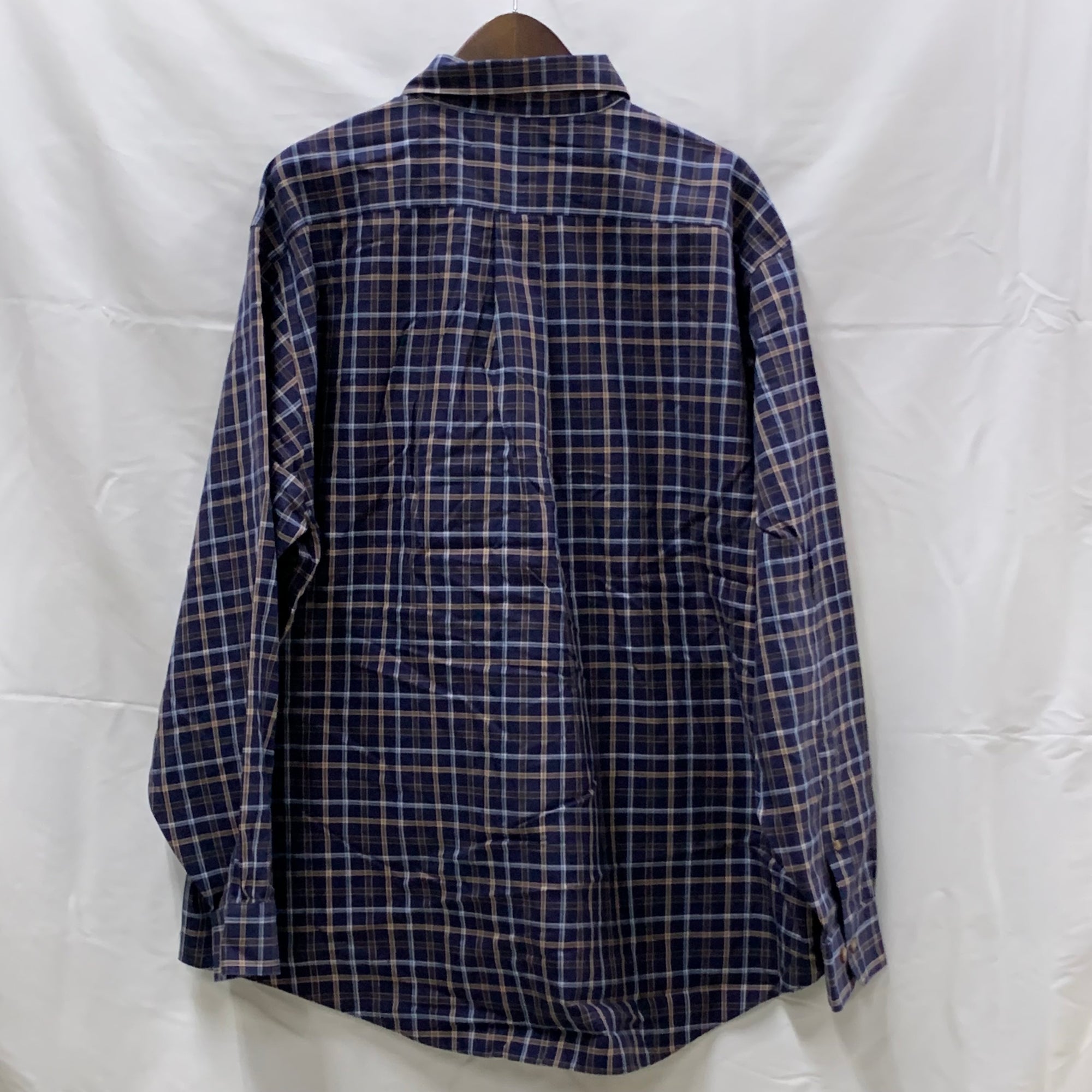 【中古】【古着】Brooks Brothers チェック シャツ ネイビー XLサイズ