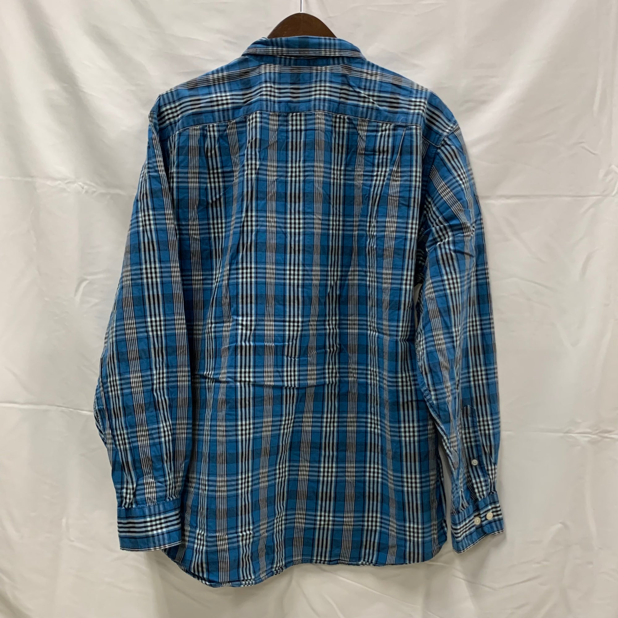 【中古】【古着】NAUTICA チェック シャツ サックス Lサイズ