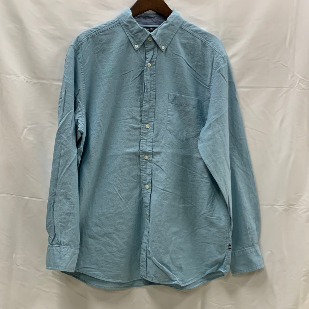 【中古】【古着】NAUTICA 無地 シャツ ターコイズ Lサイズ