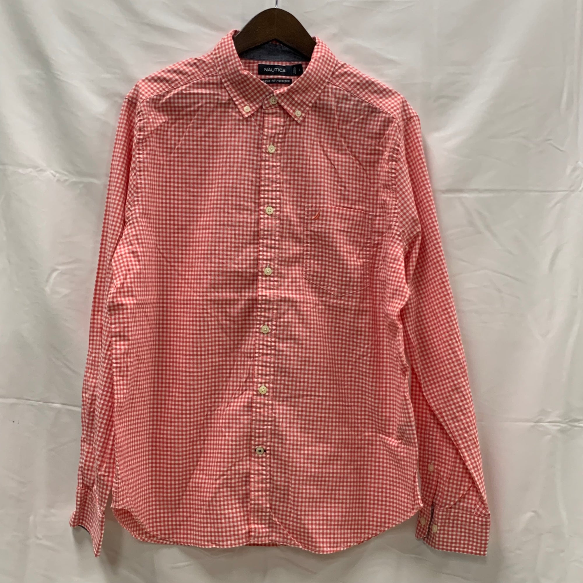 【中古】【古着】NAUTICA チェック シャツ ピンク Lサイズ