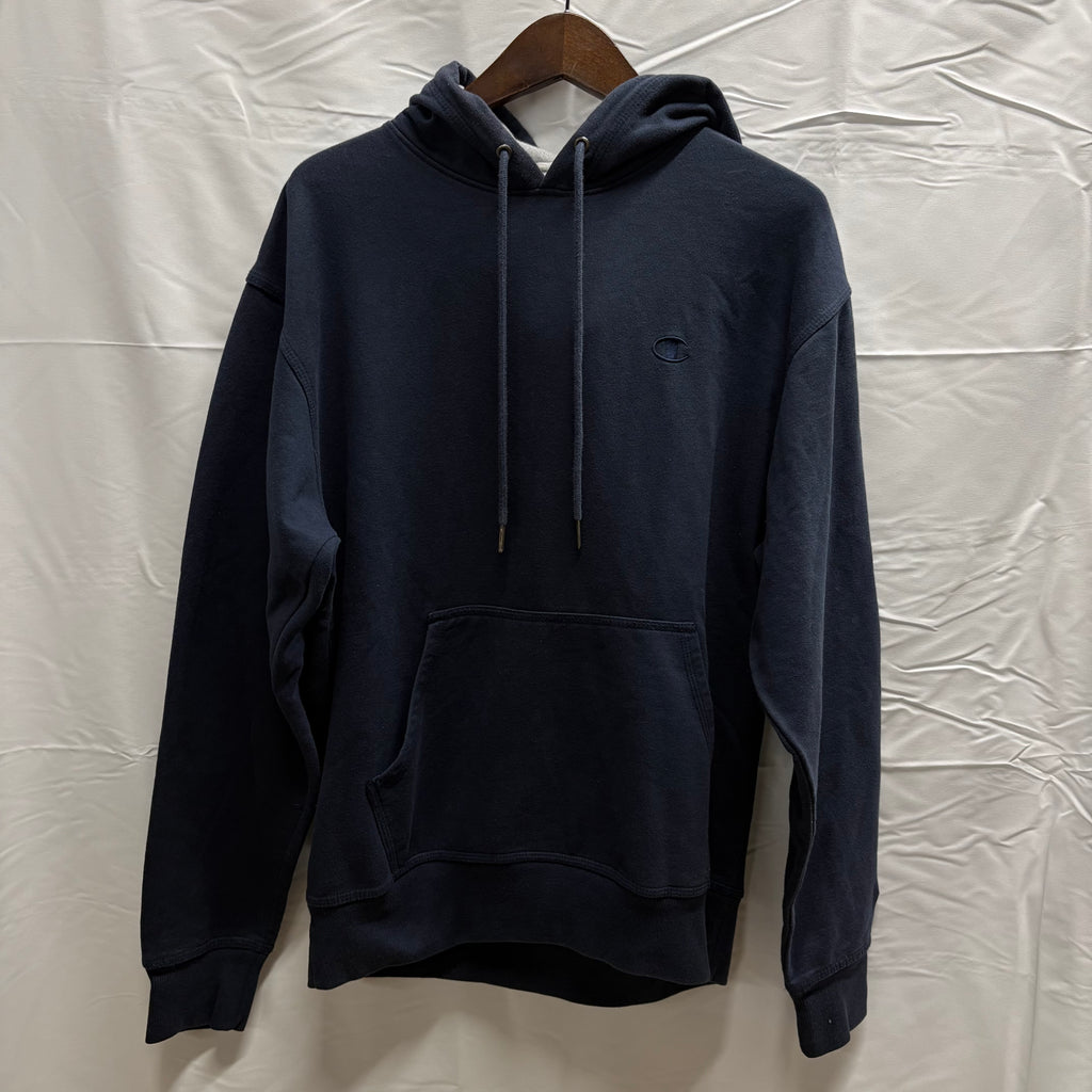 【古着】Champion ロゴ パーカー ネイビー XLサイズ