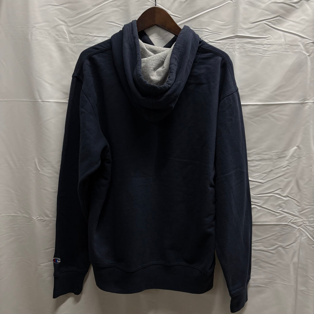 【古着】Champion ロゴ パーカー ネイビー XLサイズ