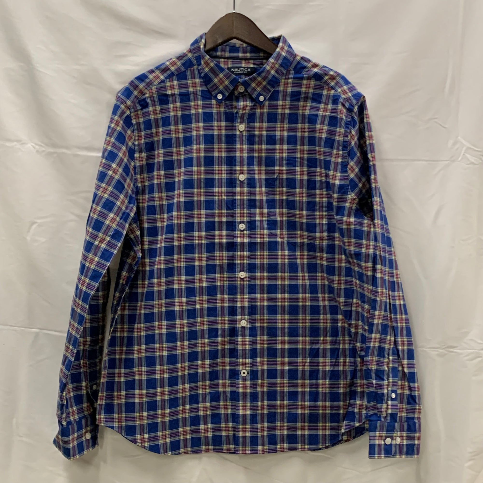 【中古】【古着】NAUTICA チェック シャツ ブルー