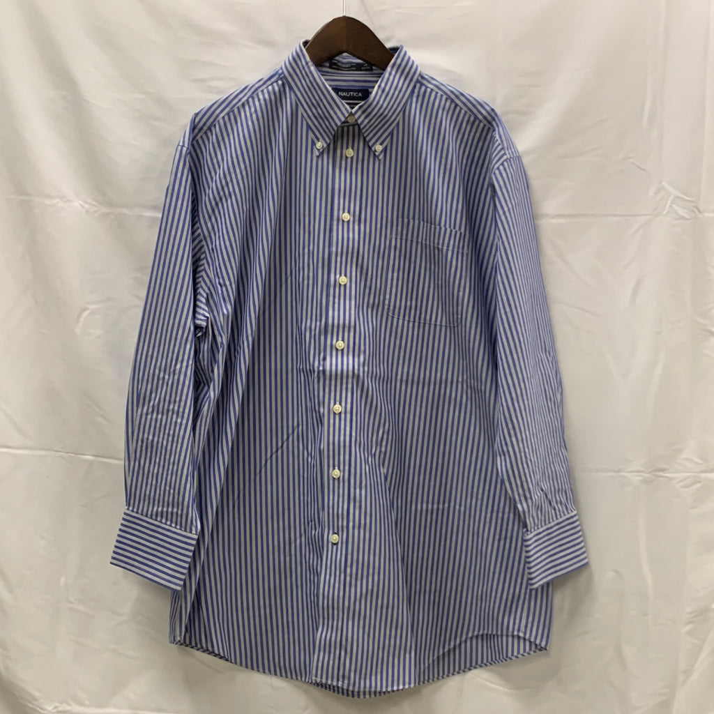 【中古】【古着】NAUTICA ストライプ シャツ ブルー