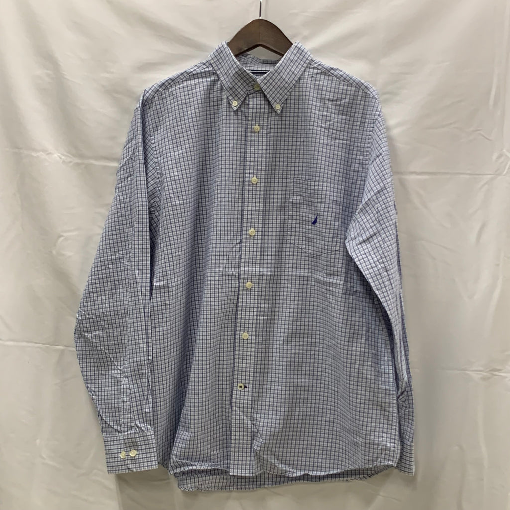 【中古】【古着】NAUTICA チェック シャツ ブルー Lサイズ