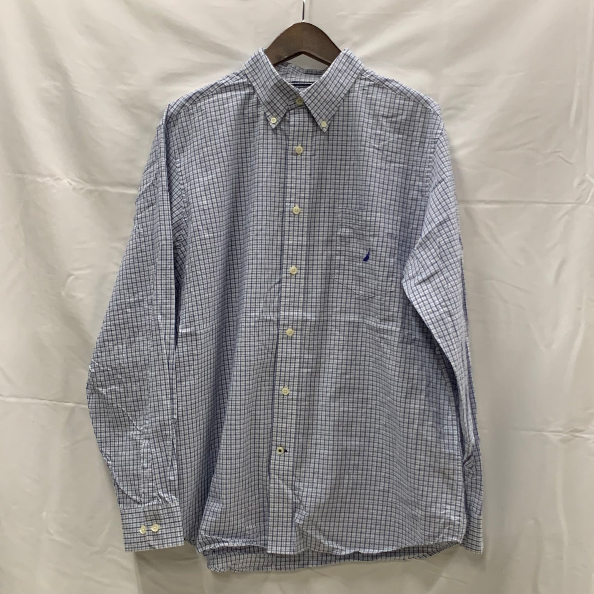 【中古】【古着】NAUTICA チェック シャツ ブルー Lサイズ