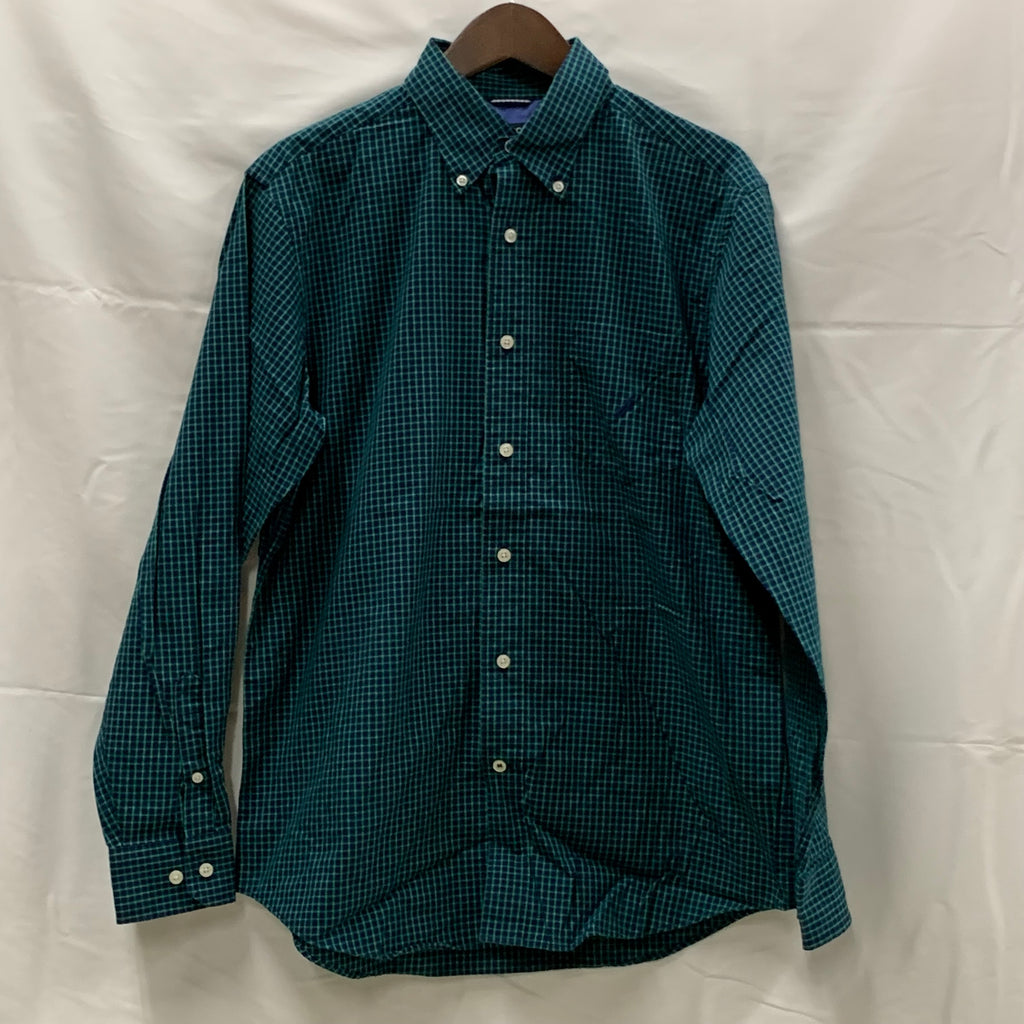 【中古】【古着】NAUTICA チェック シャツ モスグリーン Mサイズ