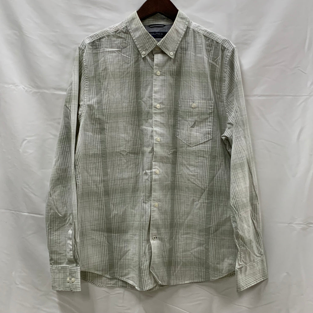 【中古】【古着】NAUTICA チェック シャツ ライトグリーン Lサイズ