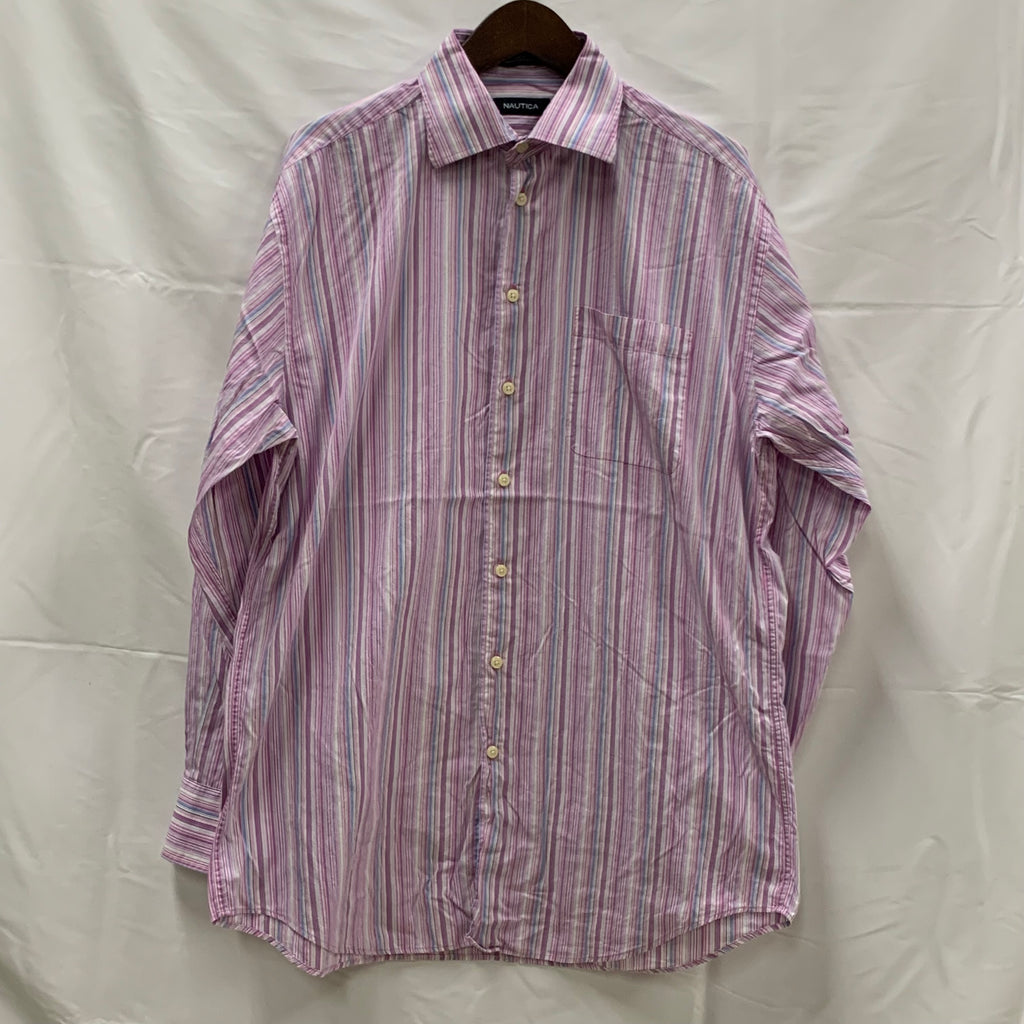 【中古】【古着】NAUTICA ストライプ シャツ ピンク