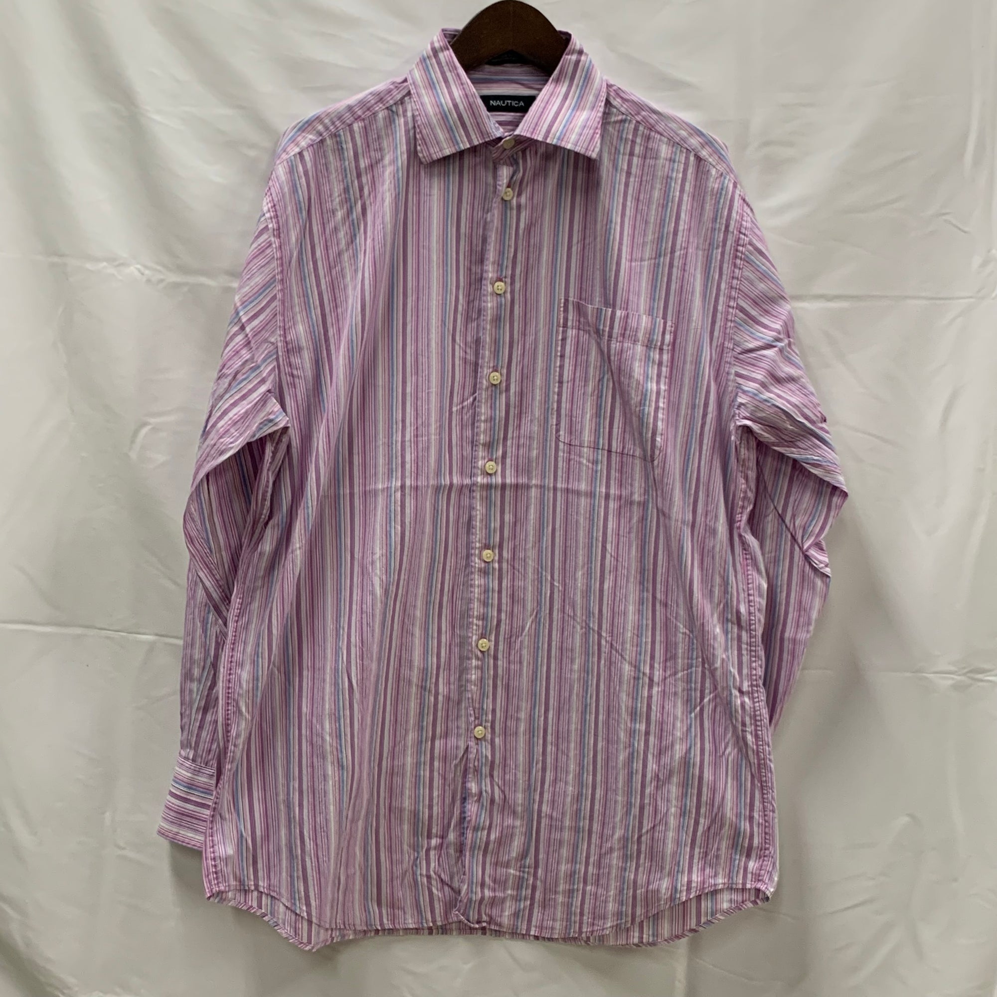 【中古】【古着】NAUTICA ストライプ シャツ ピンク