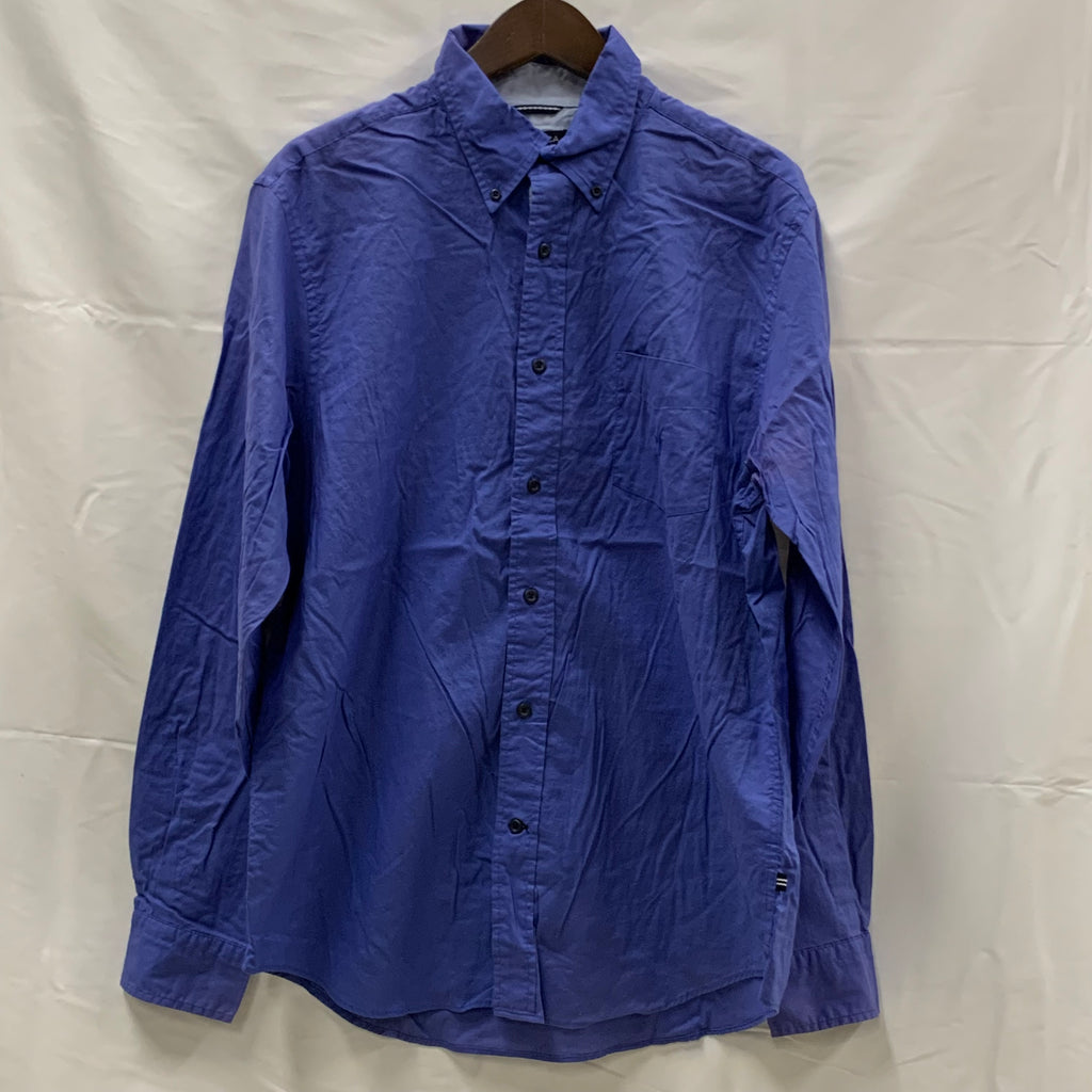 【中古】【古着】NAUTICA 無地 シャツ ブルー Lサイズ