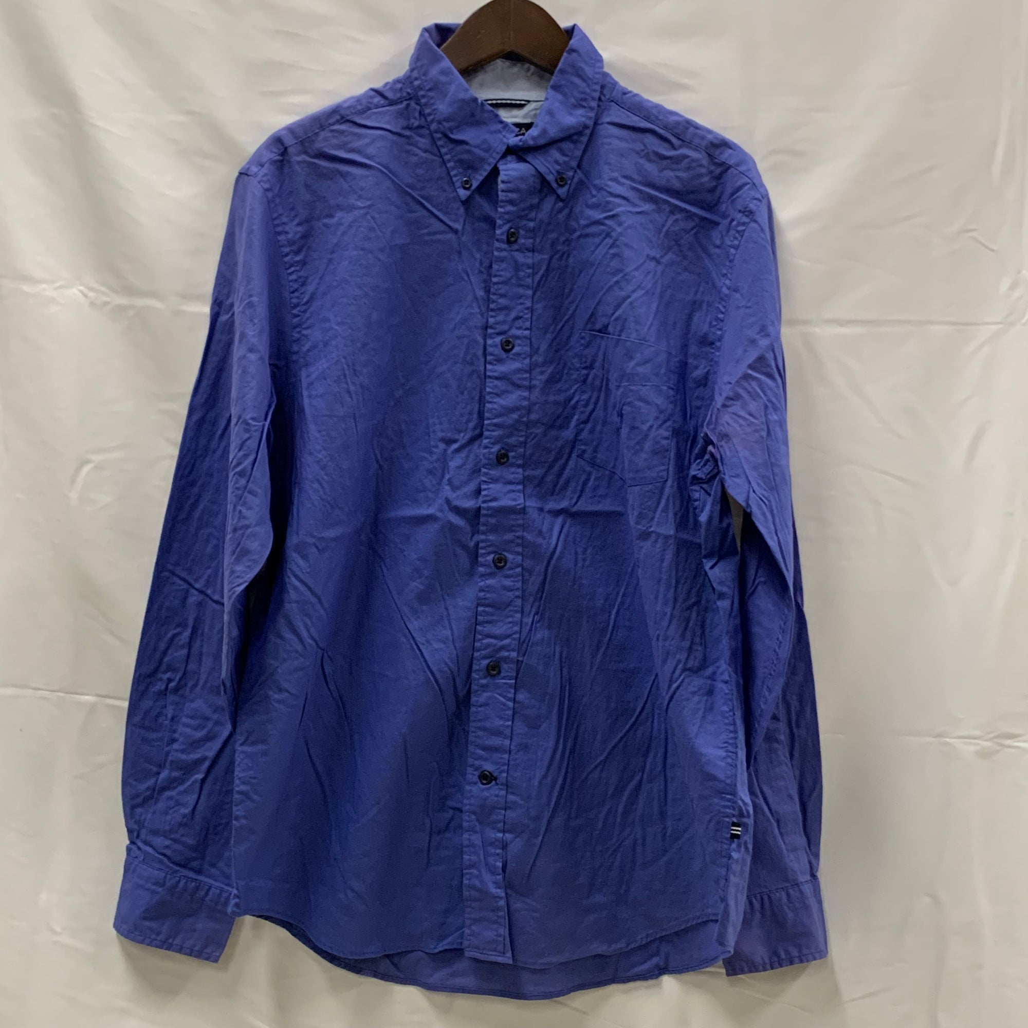 【中古】【古着】NAUTICA 無地 シャツ ブルー Lサイズ