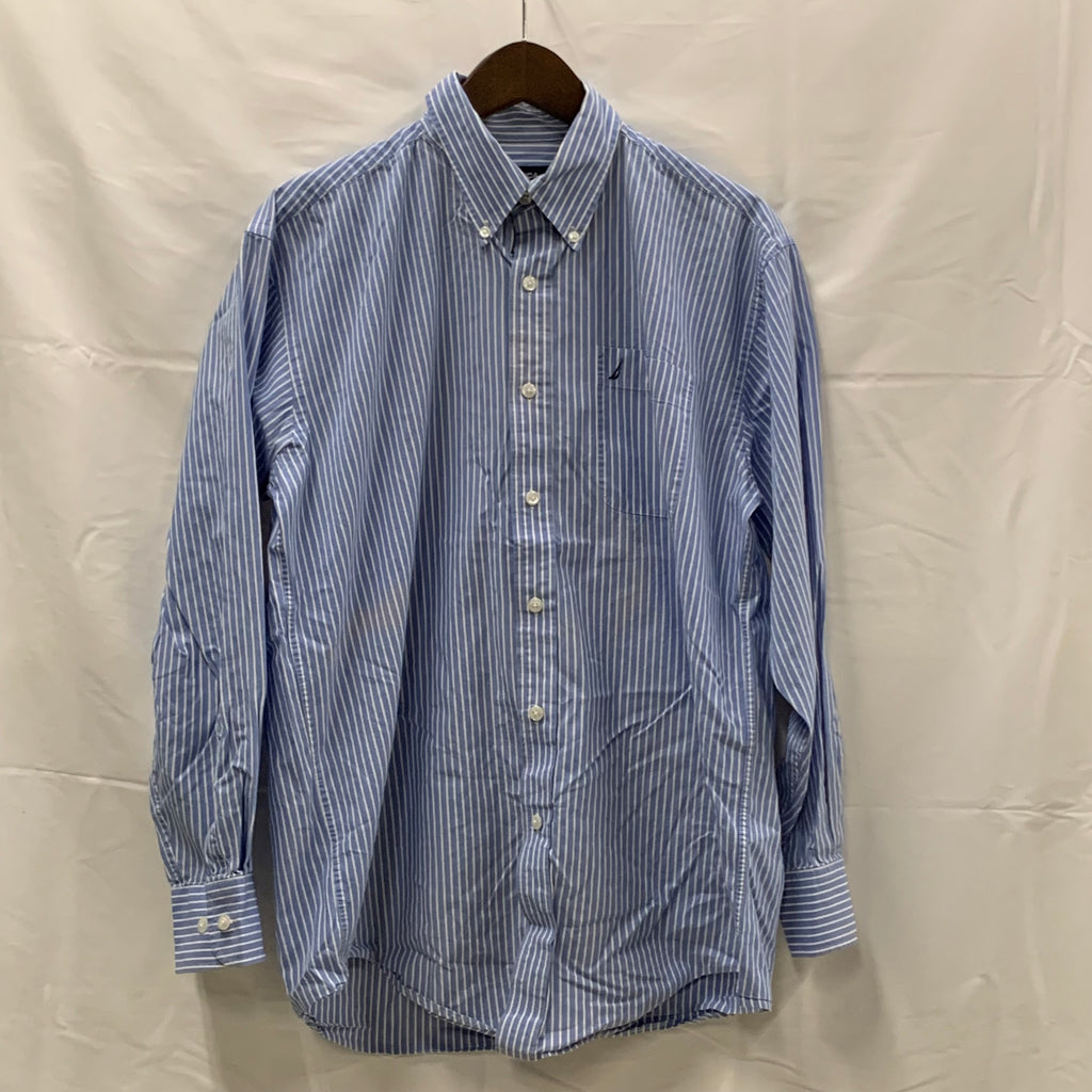 【中古】【古着】NAUTICA ストライプ シャツ ライトブルー