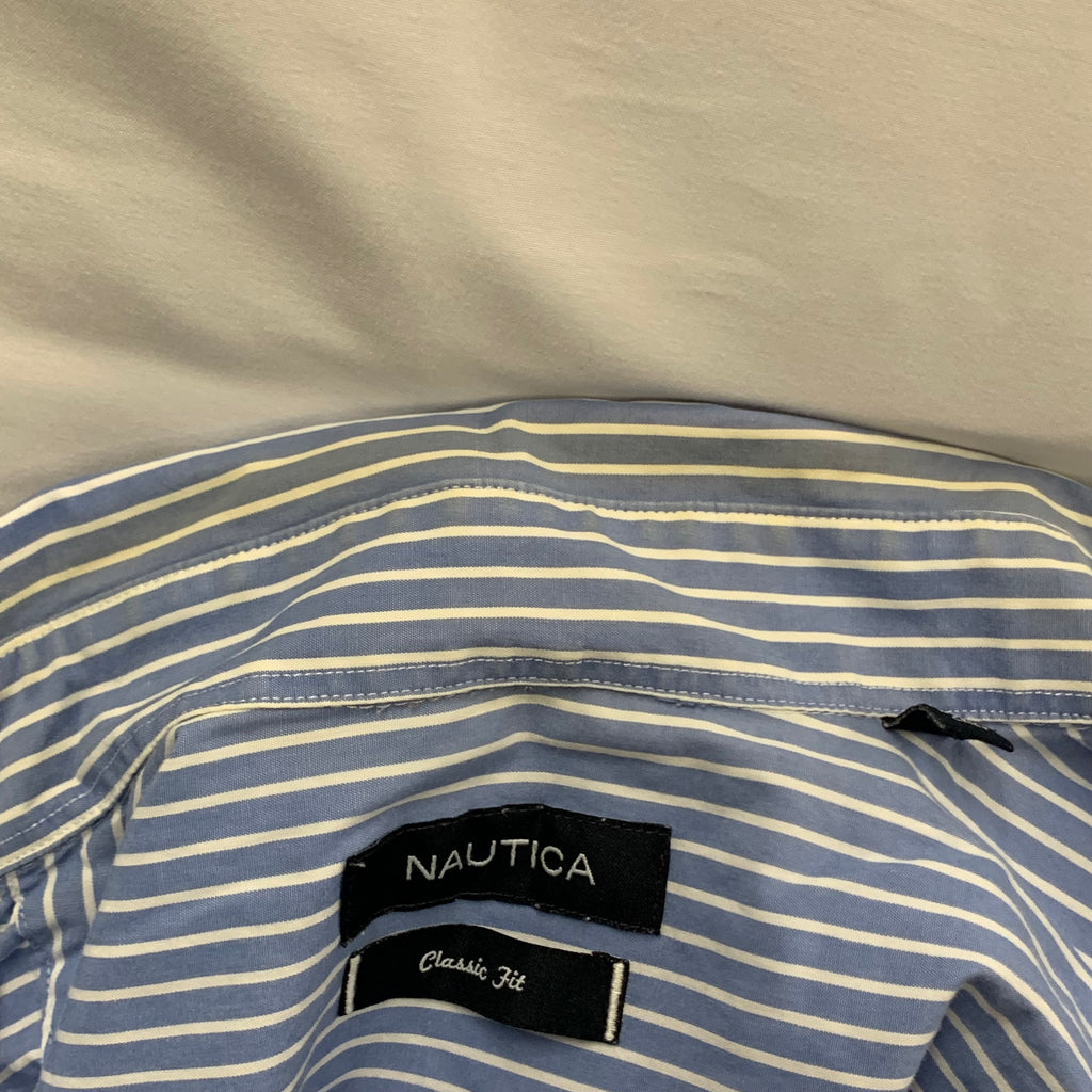 【中古】【古着】NAUTICA ストライプ シャツ ライトブルー