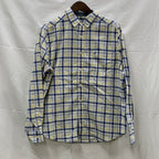 【中古】【古着】NAUTICA チェック シャツ ブルー×イエロー Mサイズ