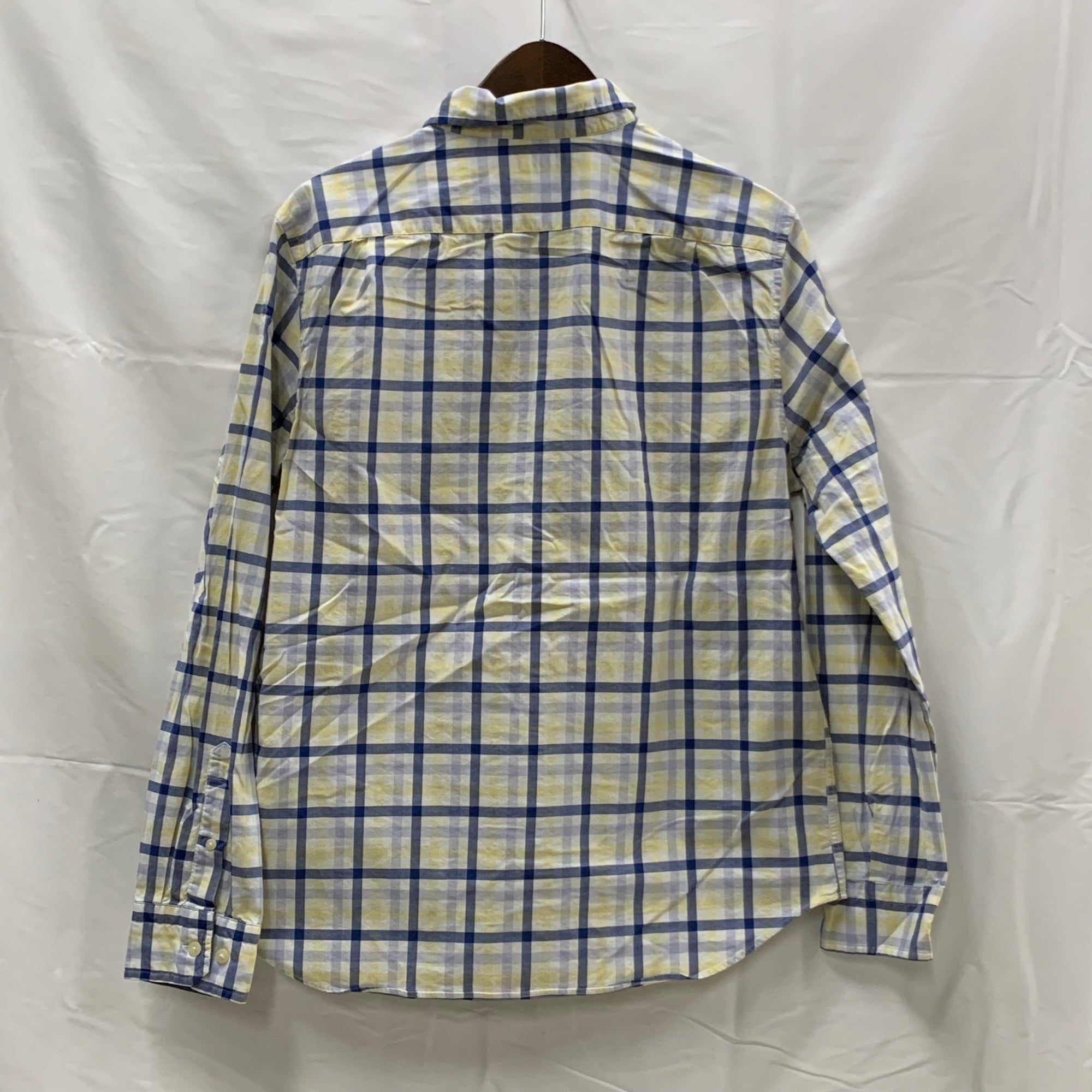 【中古】【古着】NAUTICA チェック シャツ ブルー×イエロー Mサイズ