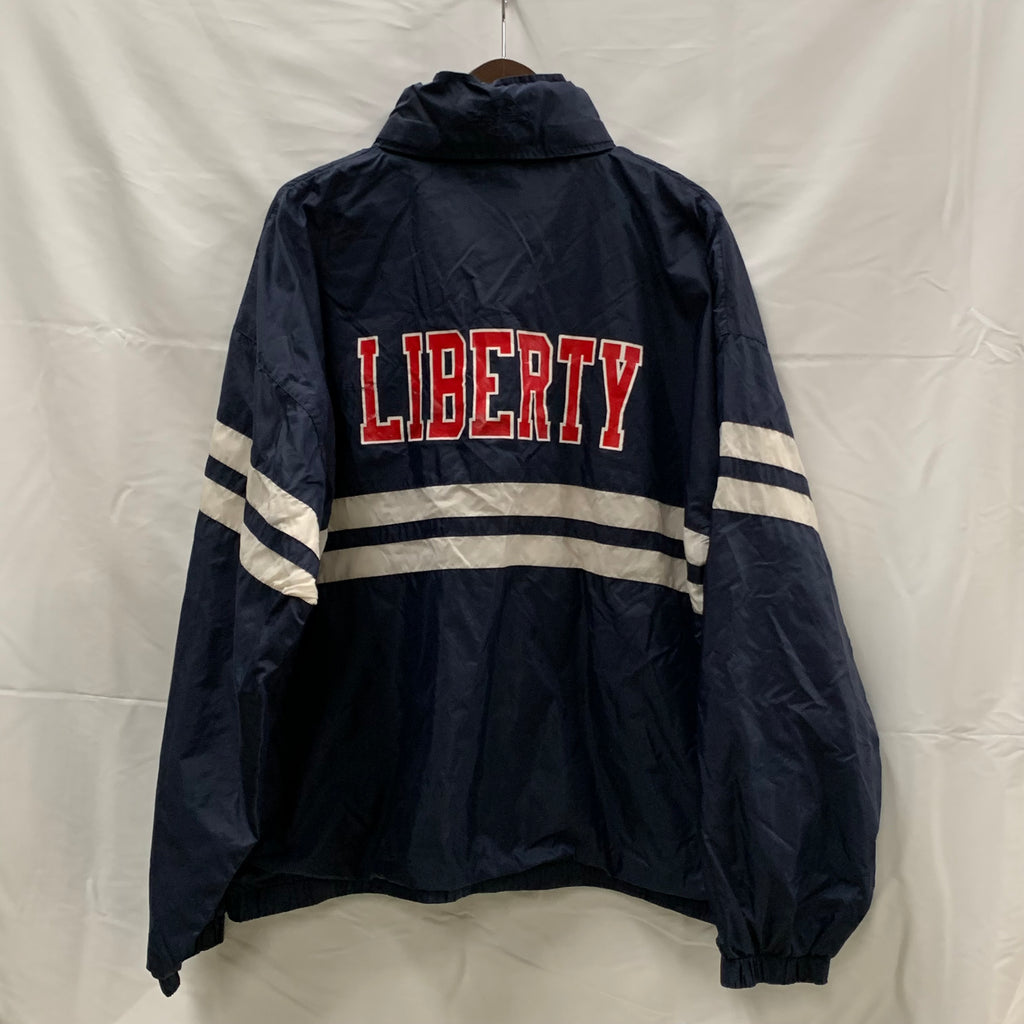 【中古】【古着】Charles River Apparel ボーダー ジャケット ネイビー Lサイズ
