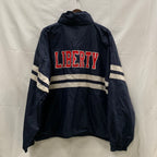 【中古】【古着】Charles River Apparel ボーダー ジャケット ネイビー Lサイズ