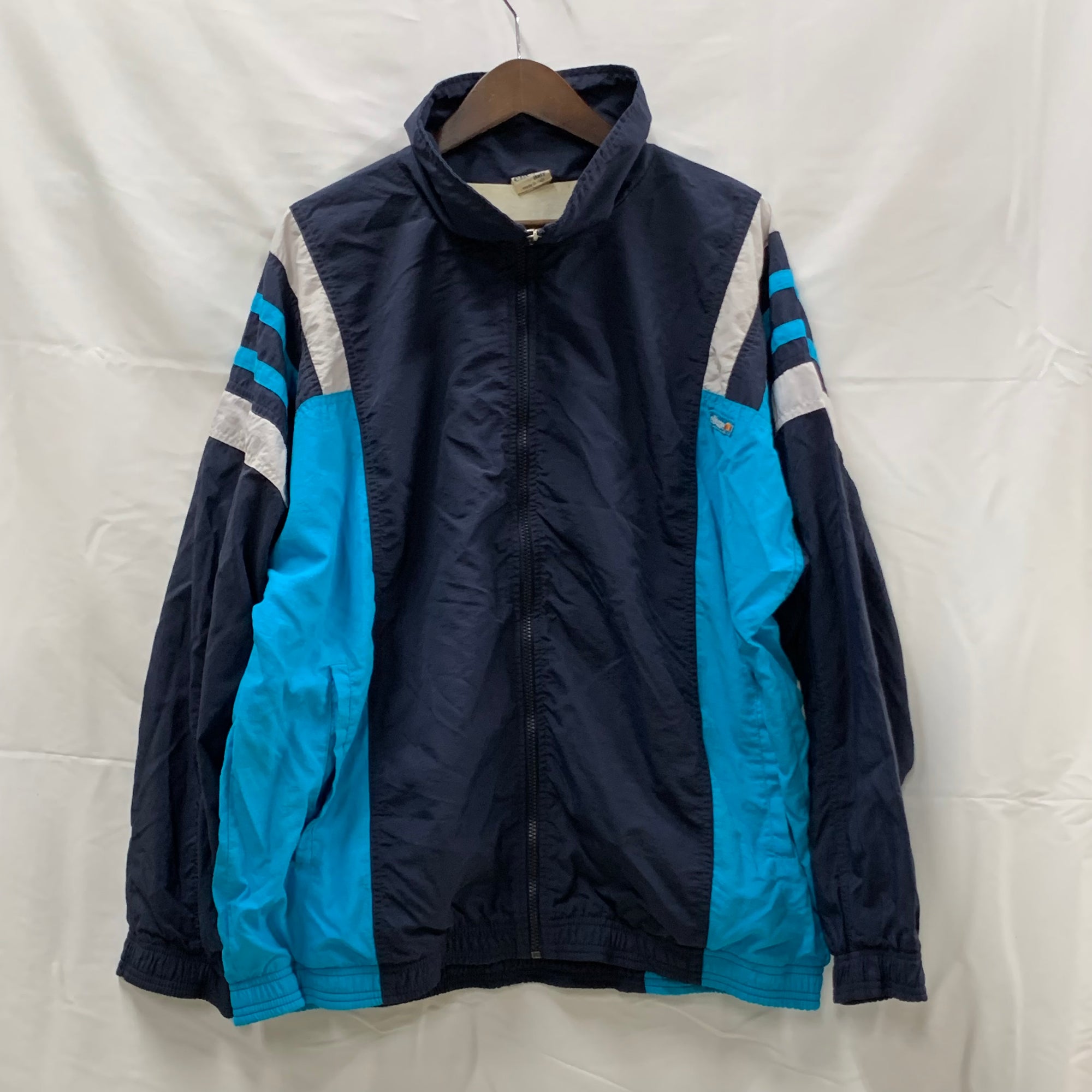 【中古】【古着】ellesse ワンポイント ジャケット ブラック×ターコイズ